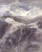 John Ruskin Cascade de la Folie Chamonix (mk22) oil painting artist